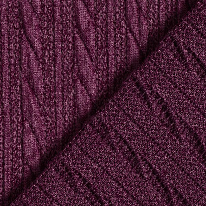 Strick Cloqué Zopfmuster – merlot,  image number 4