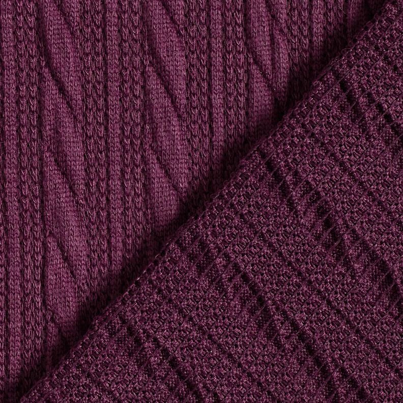 Strick Cloqué Zopfmuster – merlot, image number 4