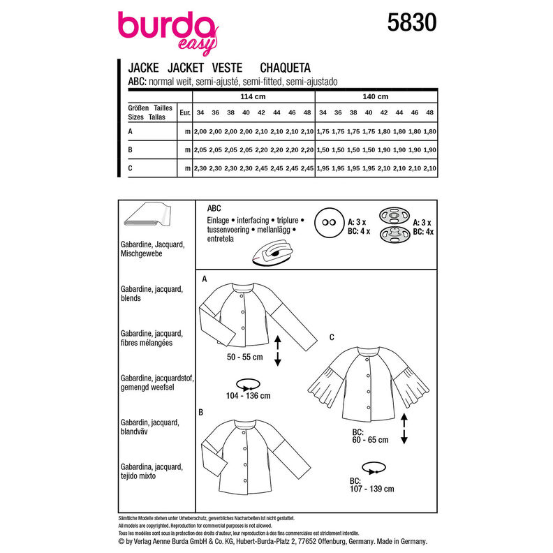 Jacke | Burda 5830 | 34-48,  image number 12