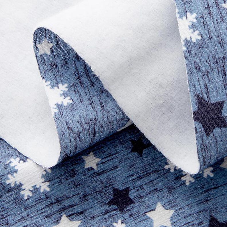 Sweatshirt angeraut Schneeflocken und Sterne Digitaldruck – blaugrau,  image number 3