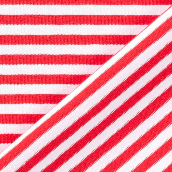 Baumwolljersey schmale Streifen – rot/weiss, image number 4