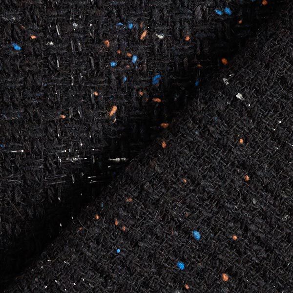 Lockeres Wollmix-Gewebe Glitzerfaden & Farbknötchen – schwarz, image number 4