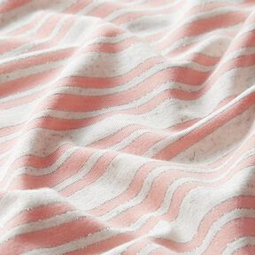 Viskosejersey unregelmäßige Glitzerstreifen – wollweiss/rosé, 