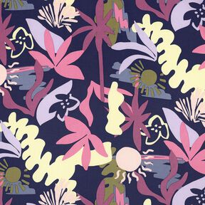 LENZING&trade; ECOVERO&trade; Viskosestoff Blumen &ndash; marineblau, 