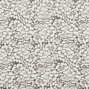 Crêpe Chiffon Blumenornamente – weiss/schwarz, 