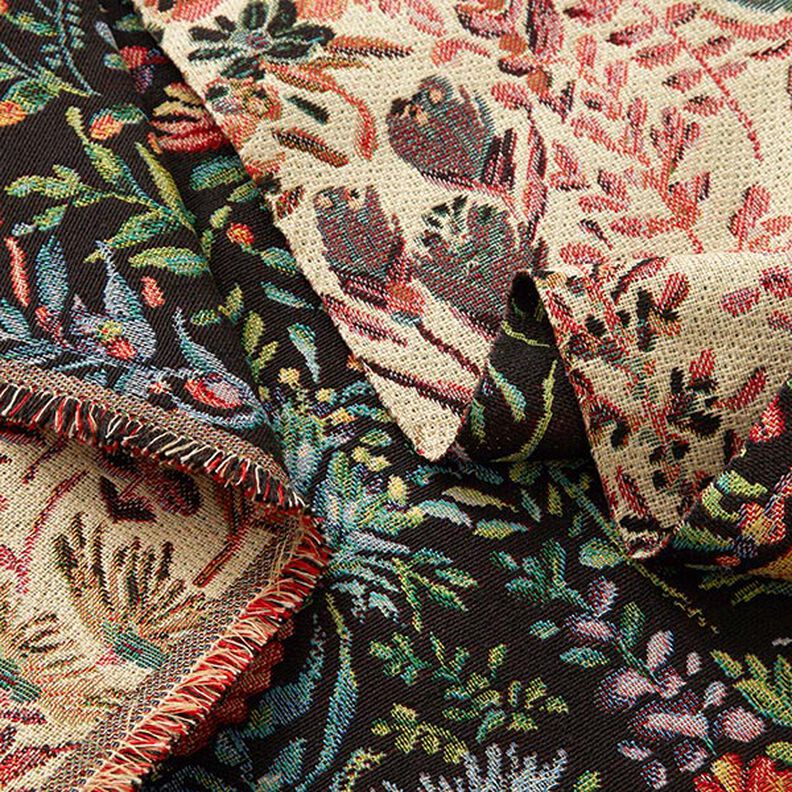 Dekostoff Gobelin kleine Blümchen – schwarz,  image number 3