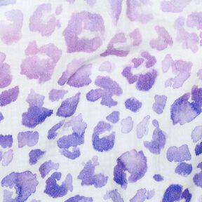 Musselin/ Doppel-Krinkel Gewebe Farbverlauf Leo Print Digitaldruck | Poppy Fabrics – weiss/blaulila, 