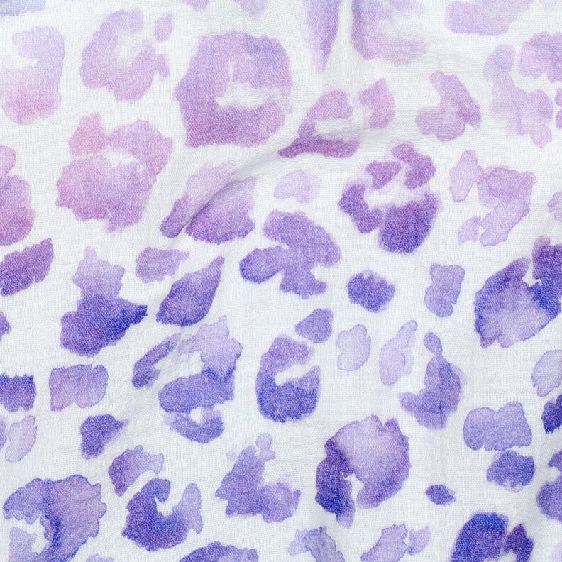Musselin/ Doppel-Krinkel Gewebe Farbverlauf Leo Print Digitaldruck | Poppy Fabrics – weiss/blaulila, image number 2