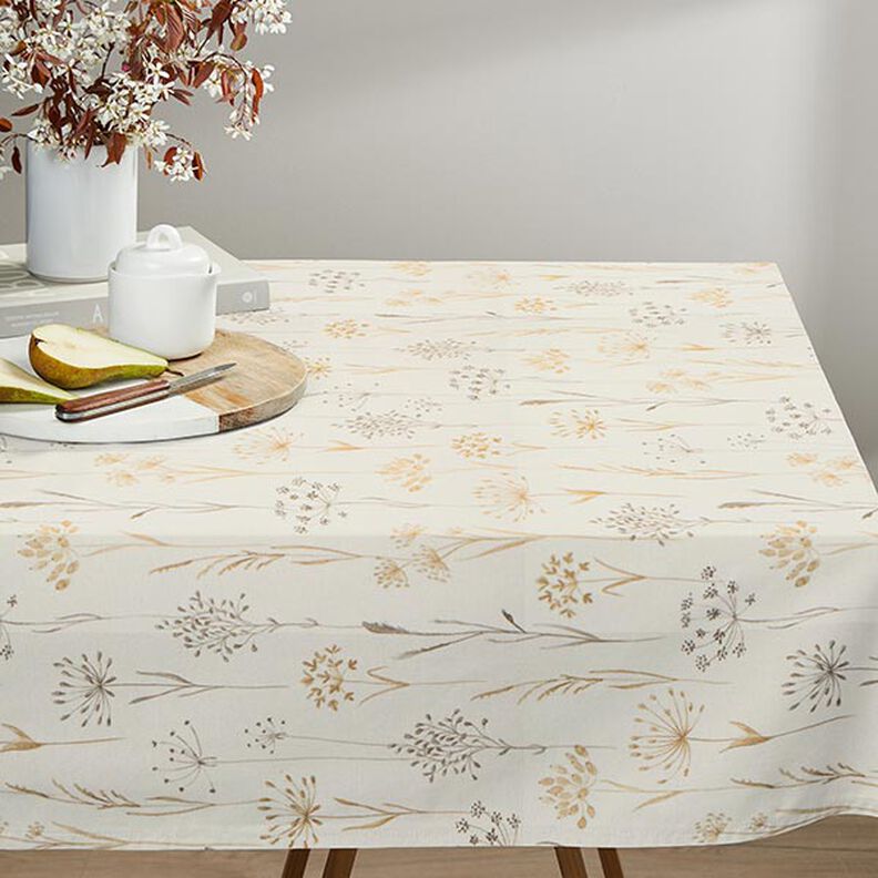 Dekostoff Halbpanama Trockenblumen – hellbeige, image number 8