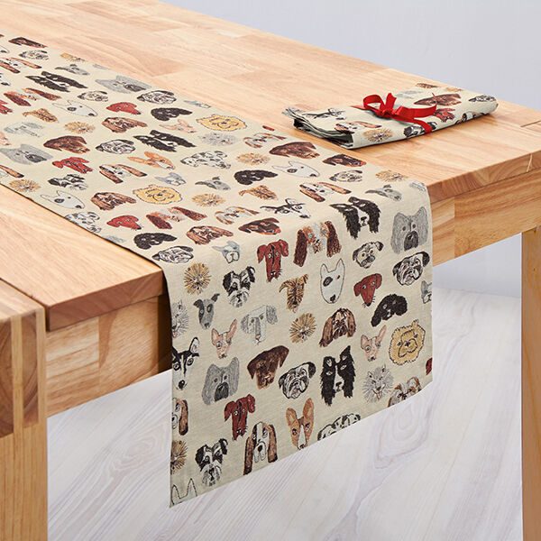 Dekostoff Gobelin Hunde – beige | Reststück 50cm
