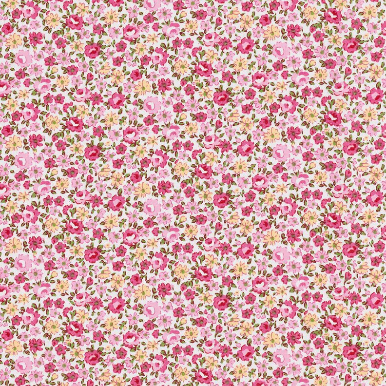 Baumwollpopeline Millefleurs – weiss/rosa, image number 1