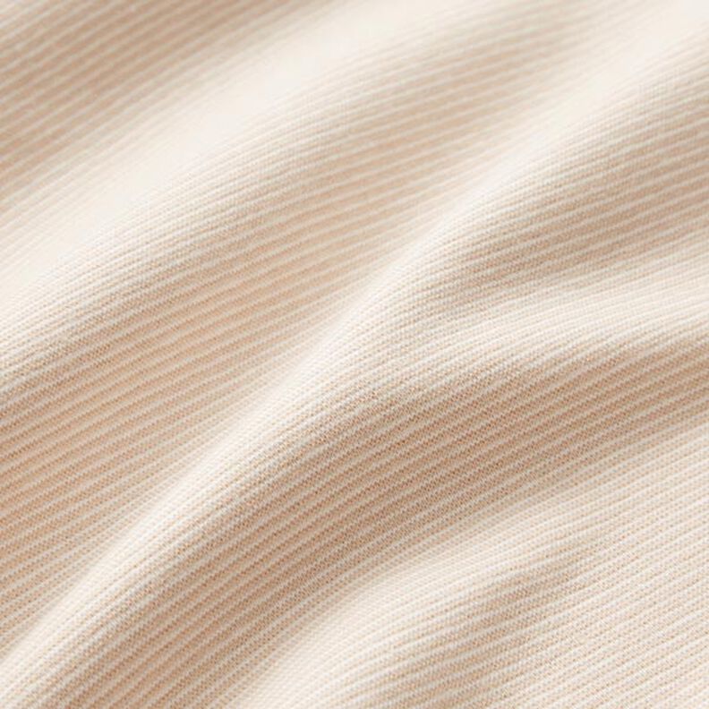 Bündchen Schlauchware schmale Ringel – beige/wollweiss | Reststück 100cm,  image number 2