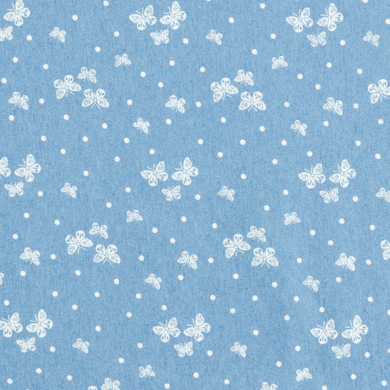 Chambray Punkte und Schmetterlinge – hellblau/wollweiss,  image number 1