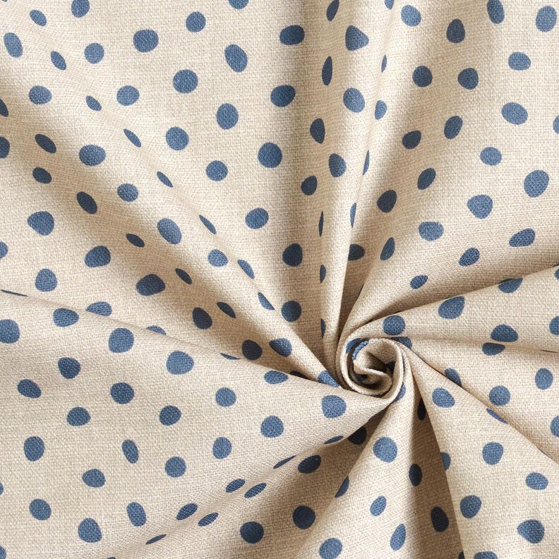 Dekostoff Halbpanama lockere Punkte – blau/cashew, image number 3