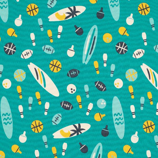 French Terry Sommersweat retro Sommer | PETIT CITRON – petrol, image number 1