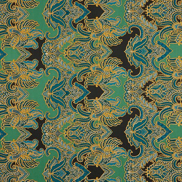 Baumwollstoff üppiges Paisleymuster – grün/petrol