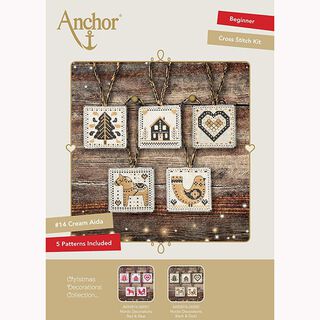 Stickset Nordische Christbaumanhänger – schwarz/gold, 