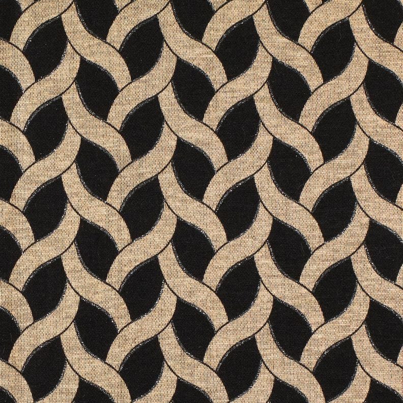 Viskosejersey Glitzer-Zopfmuster – schwarz/apricot, image number 1
