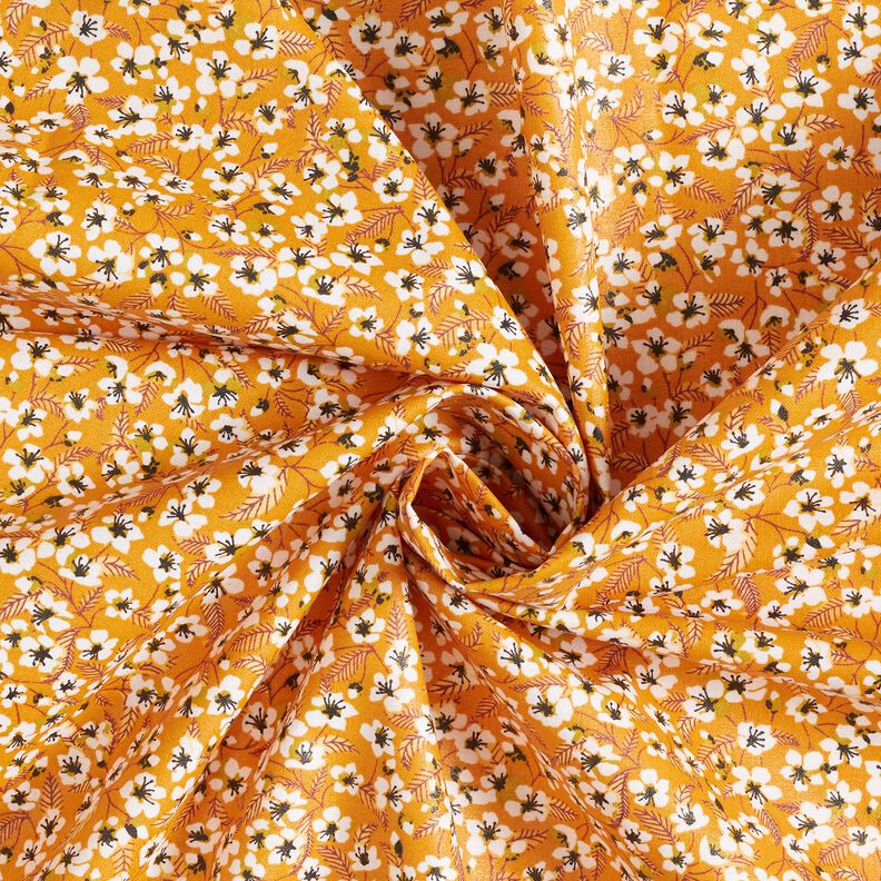 Beschichtete Baumwolle Blütenflor – currygelb/weiss,  image number 4