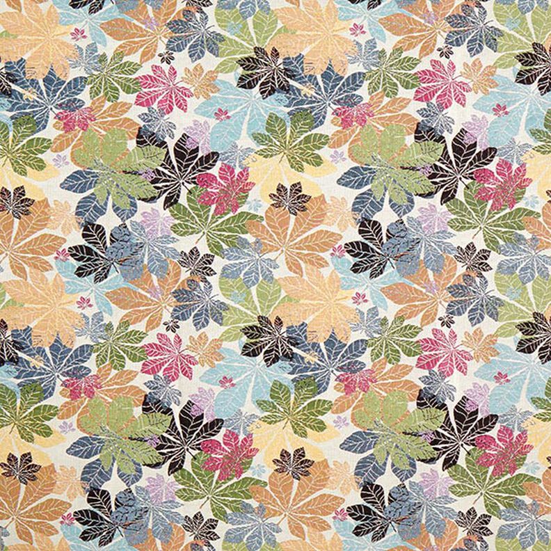 Jacquardstoff Gobelin Kastanienblätter – wollweiss, image number 1