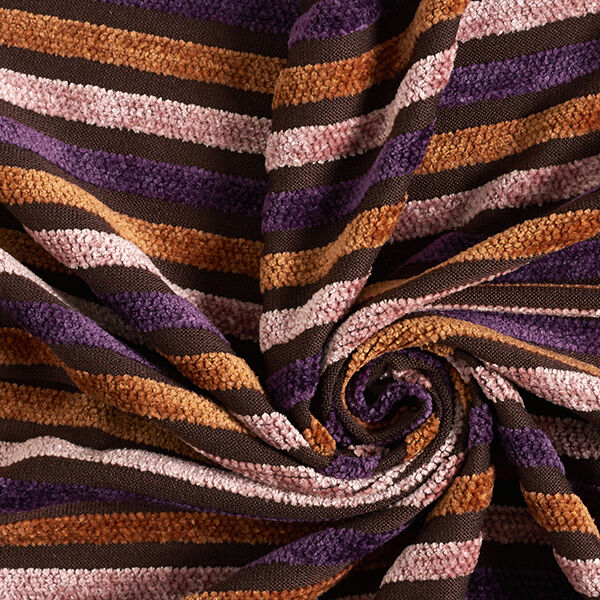 Strickstoff Chenille Streifen – braun, image number 3