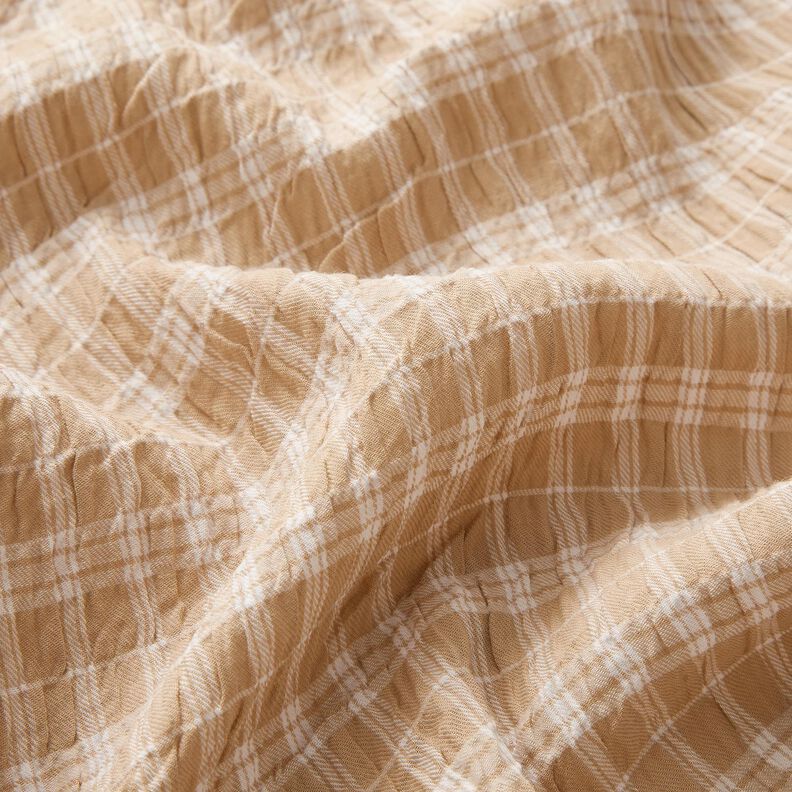 Seersucker gemischte Streifen – sand/weiss, image number 2