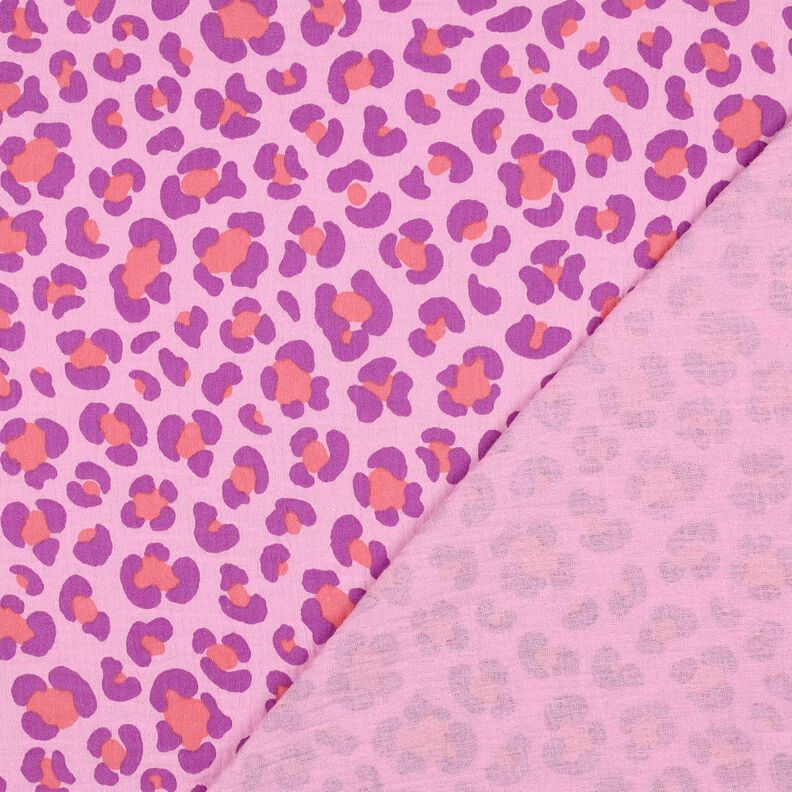 Musselin/ Doppel-Krinkel Gewebe bunter Leo Print | Poppy Fabrics – pastellviolett/rotlila, image number 4