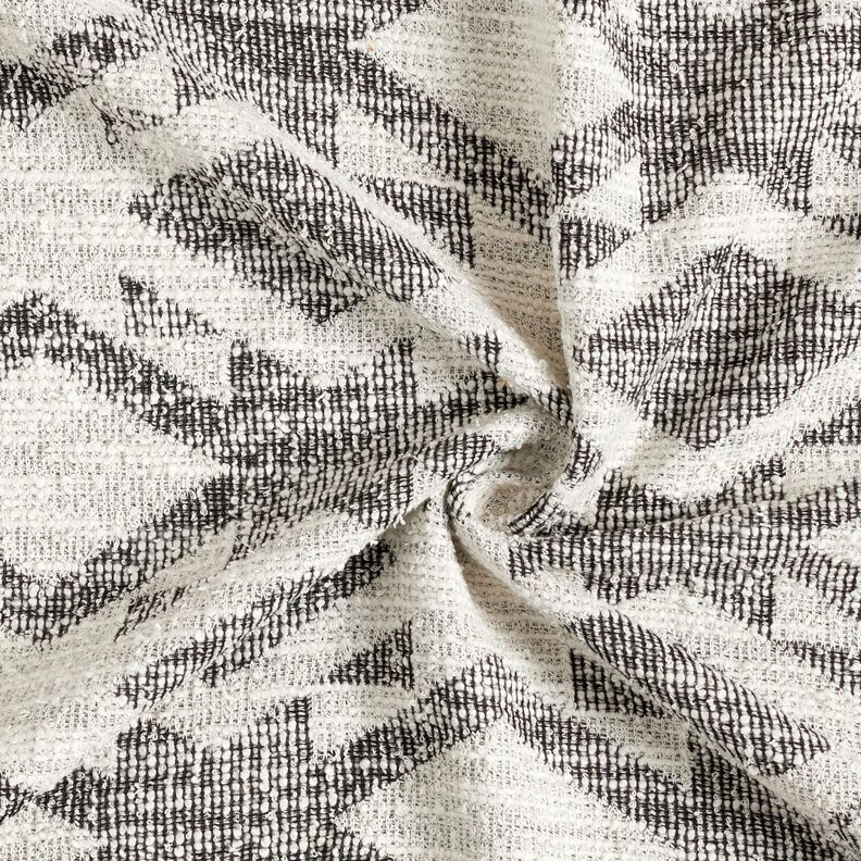 Strickbouclé Chevron – schwarz/weiss,  image number 4