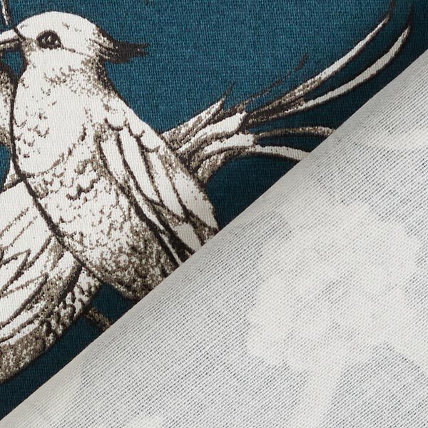 Dekostoff Baumwollsatin Toile de Jouy – petrol | Reststück 50cm