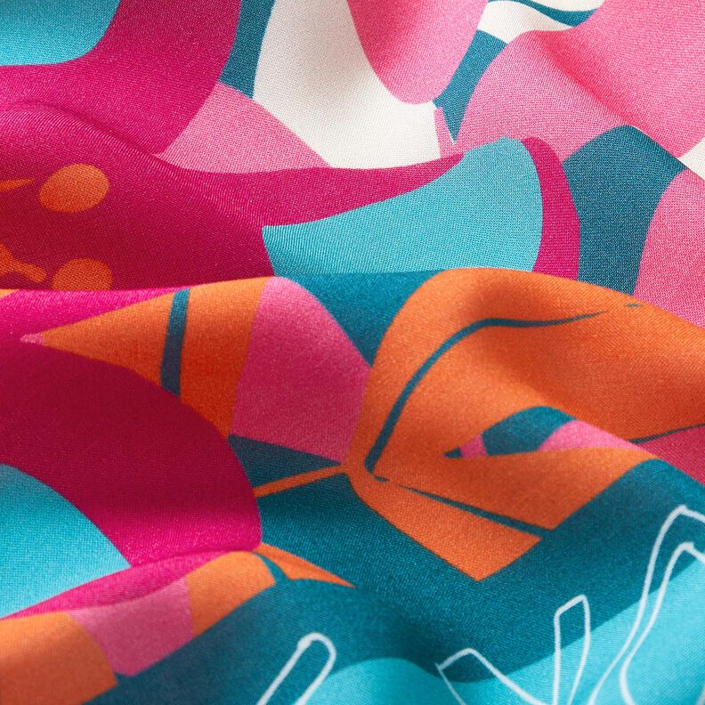 Viskose Voile grosse Blumen Borderdesign Panel – petrol, image number 6