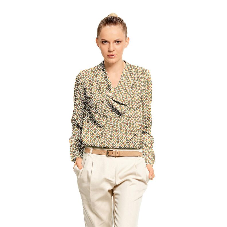 Viskosecrêpe Retro Rauten – beige/khaki,  image number 5