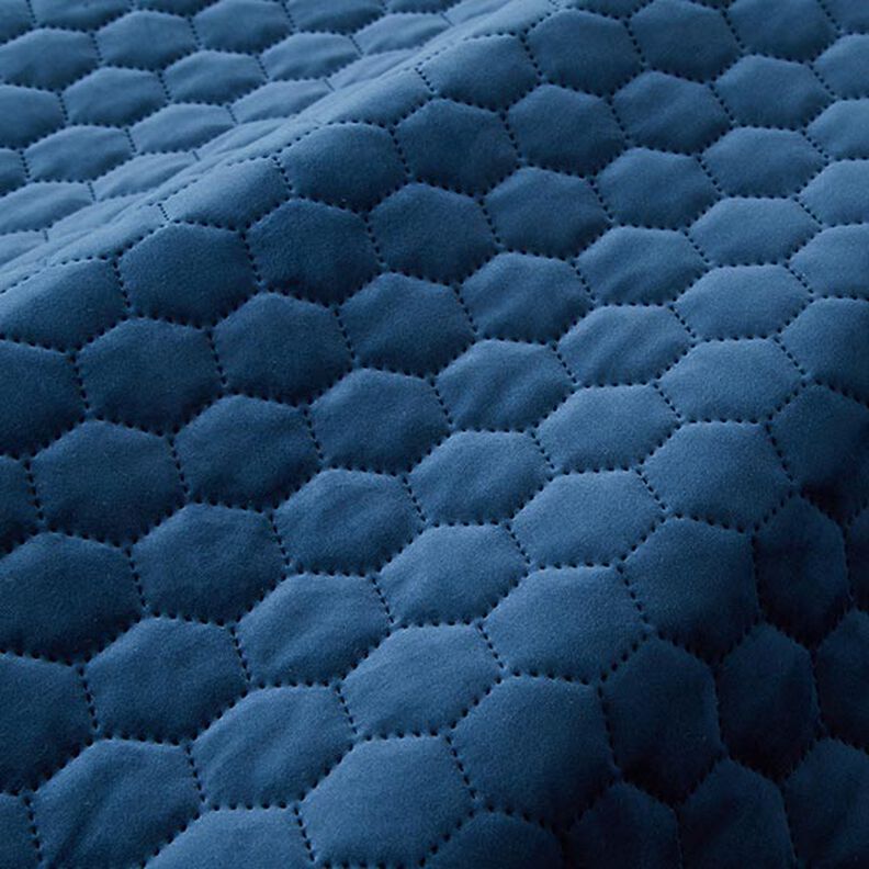 Polsterstoff gesteppter Samt Waben – marineblau,  image number 2