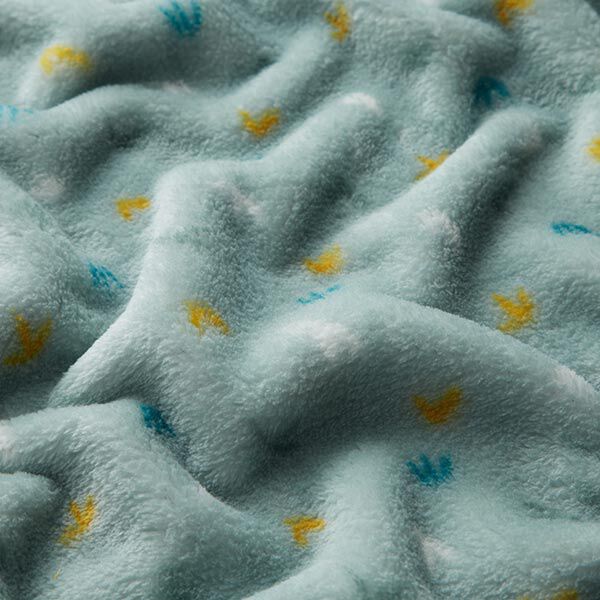 Kuschelfleece Doubleface Pandas und Bambus – schilf/mintgrün | Reststück 50cm