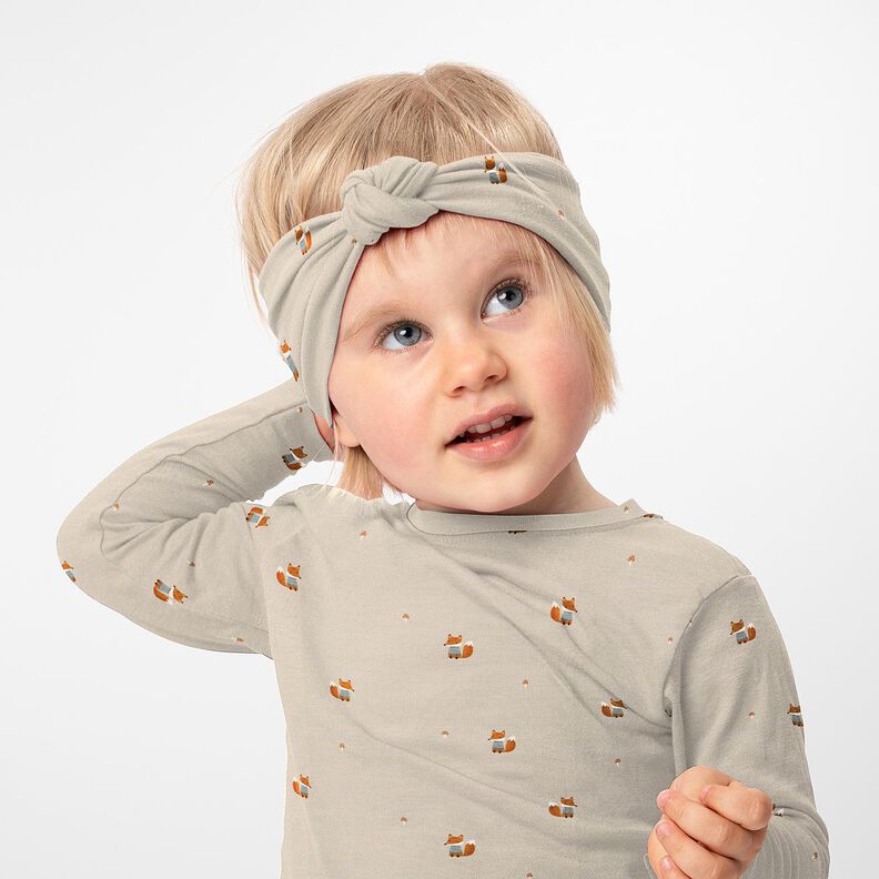 GOTS French Terry Sommersweat Fuchs mit Pulli Digitaldruck – mandel, image number 5
