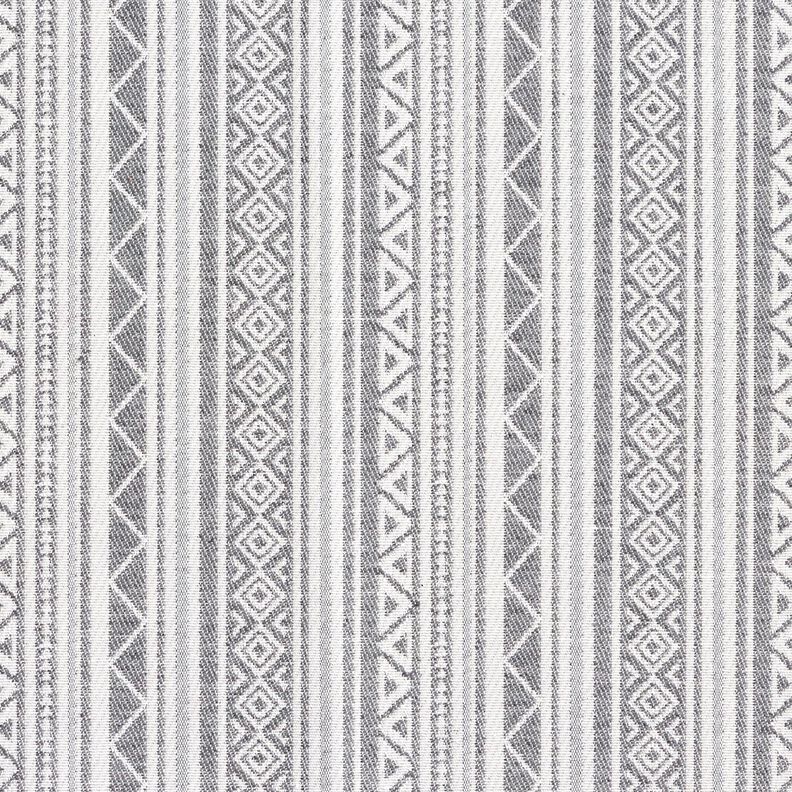 Dekostoff Jacquard Ethno-Streifen &ndash; grau/wollweiss,  image number 1