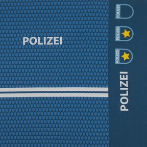 French Terry Panel Einmal Polizistin sein | Stoff&Liebe – jeansblau/silbergrau, 