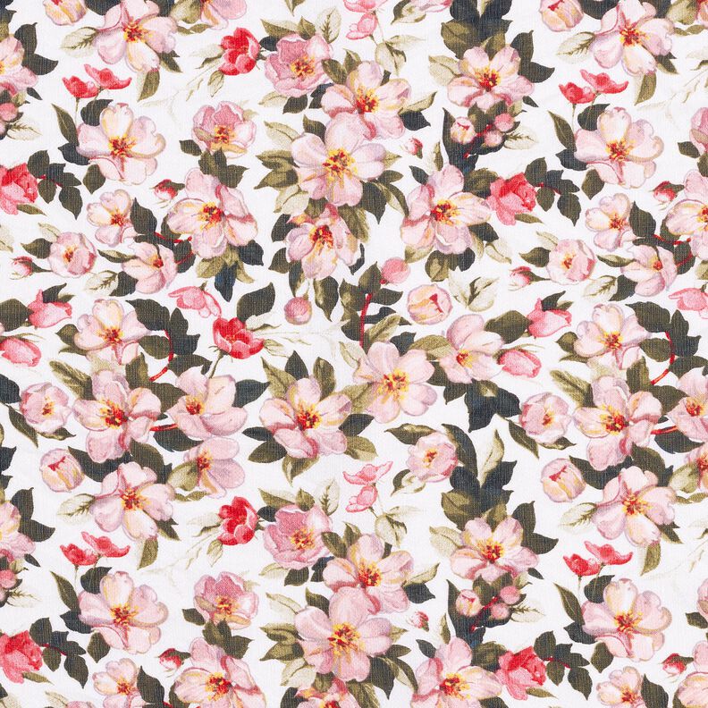 Viskose-Mix romantische Frühlingsblumen – weiss,  image number 1