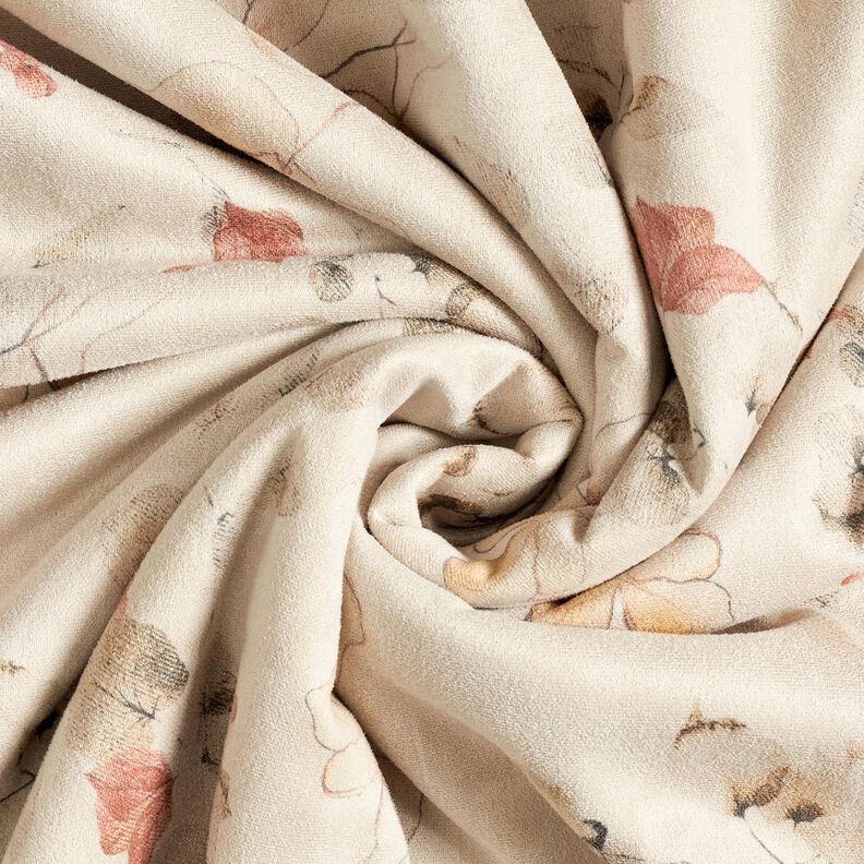 Stretchvelours mit Sherpa-Abseite zarte Blumen | Katia Fabrics – natur,  image number 4