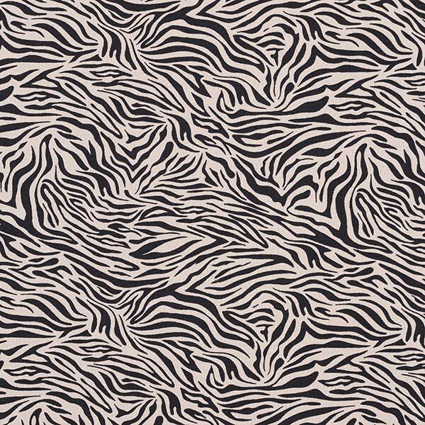 Baumwolljersey Zebra-Muster – beige/schwarz | Reststück 50cm