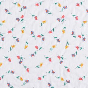 Feiner Baumwollbatist gestickte Blümchen | Poppy Fabrics – weiss/neonorange, 