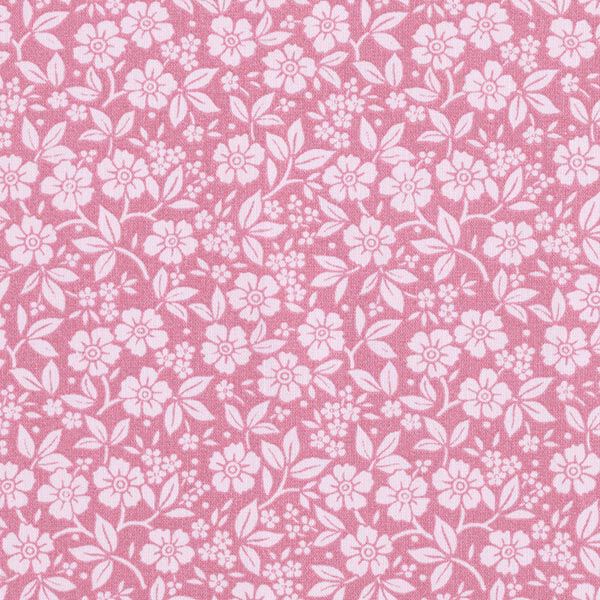 Baumwollpopeline Bi-Color-Blumen – altrosa/rosé | Reststück 50cm