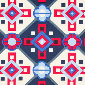 Baumwoll-Viskose-Mix Retromuster – blau/rot, 