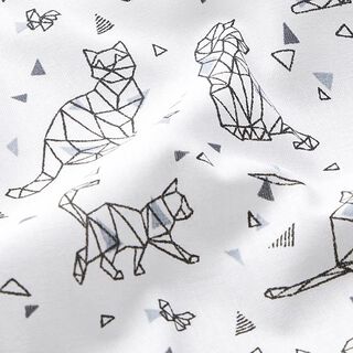 Popeline Origami-Katzen  – weiss/schwarz, 