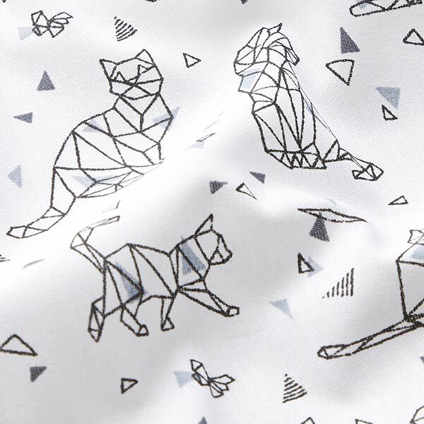 Popeline Origami-Katzen – weiss/schwarz, image number 2