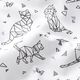 Popeline Origami-Katzen  – weiss/schwarz,  thumbnail number 2