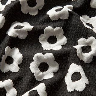 Jacquard Jersey grafische Blumen – schwarz/weiss, 