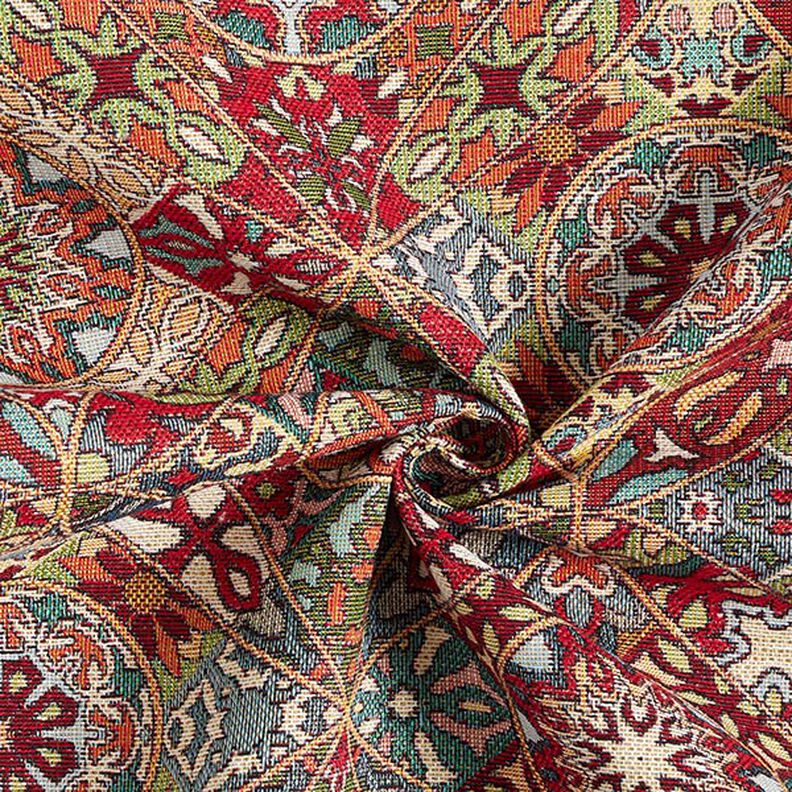 Dekostoff Gobelin verschlungene Ornamente – hellbeige/karminrot,  image number 3