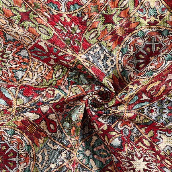 Dekostoff Gobelin verschlungene Ornamente – hellbeige/karminrot