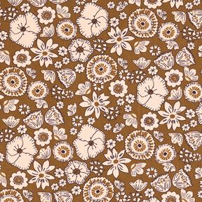 Baumwollstoff Cretonne Retro-Blumen – oliv/rosé, 