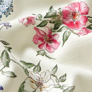 Panama Stretch große Blumen – creme/intensiv pink, 